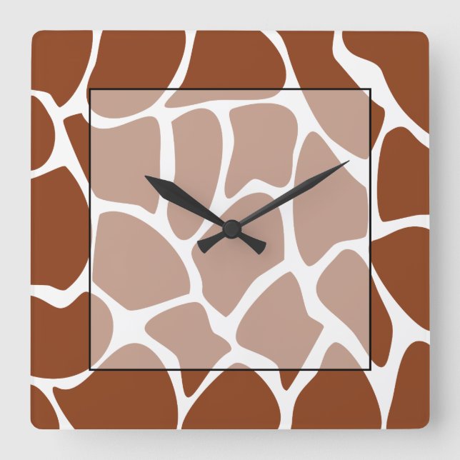 Brown Giraffe Print Pattern. Square Wall Clock (Front)