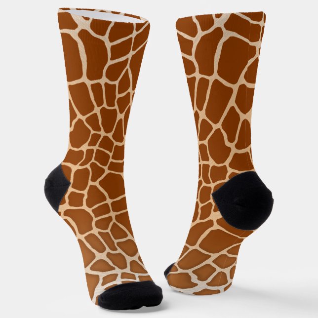 Brown Giraffe Spots exotic Animal Fun to Wear Socks (Angled)