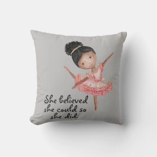 Brown Girl Ballerina with Quote Cushion