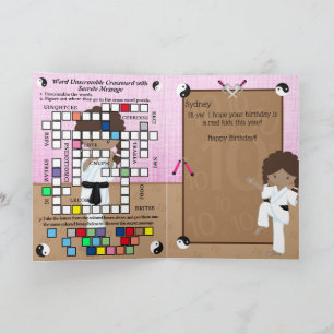 Brown Girls Karate Secret Message Happy Birthday Card