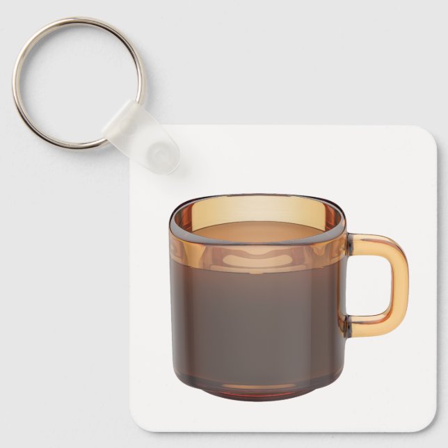 Brown glass coffee cup with brewed coffee key ring (Front)
