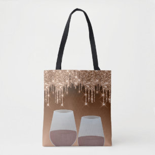 Brown Glitter Drip Tote Bag