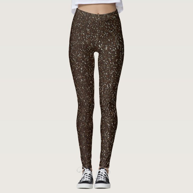 Brown Glitter Texture Leggings (Front)