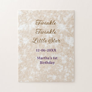 Brown glitter twinkle twinkle little star birthday jigsaw puzzle