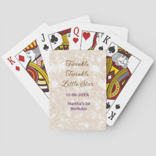 Brown glitter twinkle twinkle little star birthday playing cards