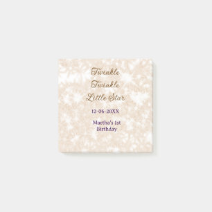 Brown glitter twinkle twinkle little star birthday post-it notes