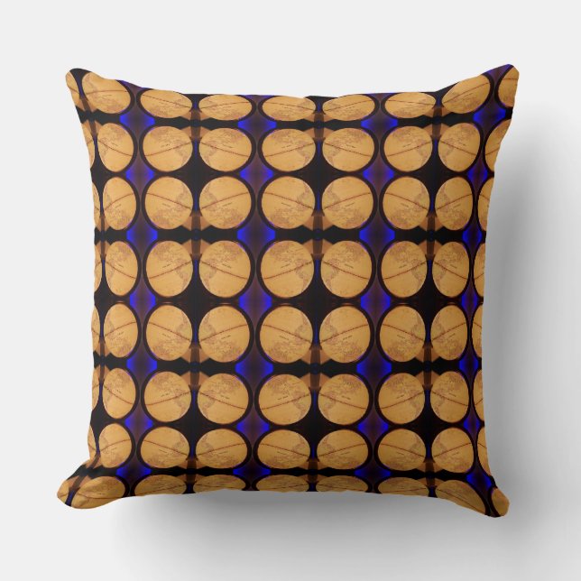 Brown Globe Lit Background Blue Throw Pillow (Front)