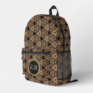 Brown Glow Natural Geometric Printed Backpack