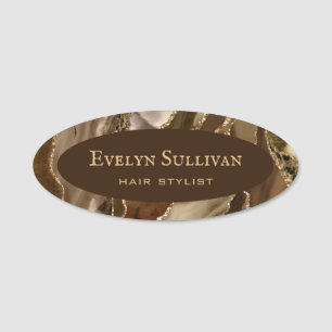 Brown Gold Agate Name Tag