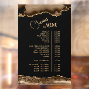 Brown Gold Agate Services Menu Window Cling
