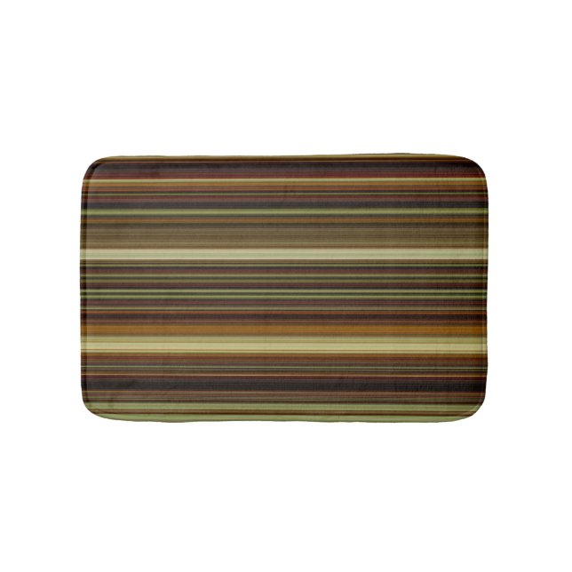 Brown Gold and Green Stripes Bath Mat (Front)