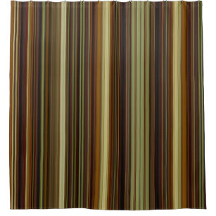 Brown Gold and Green Stripes Shower Curtain
