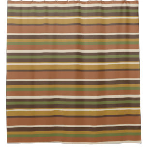Brown, Gold and Olive Blanket Stripe Shower Curtain