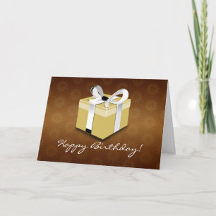 Brown, Gold and White Happy Birthday Greeting Card