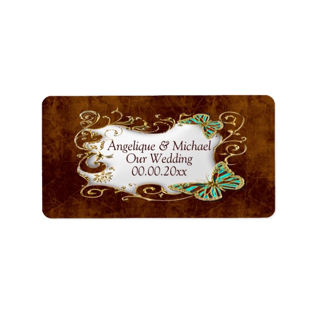 Brown gold aqua wedding wine seals (Front)