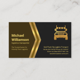 Brown Gold Arrows Gold Semi Truck Logistics Driver Business Card