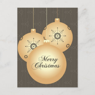 Brown Gold Black Accents Christmas Ornaments Holiday Postcard