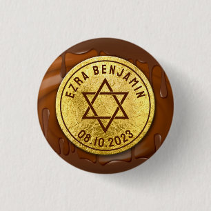 Brown Gold Chocolate Bar Mitzvah or Bat Mitzvah 3 Cm Round Badge