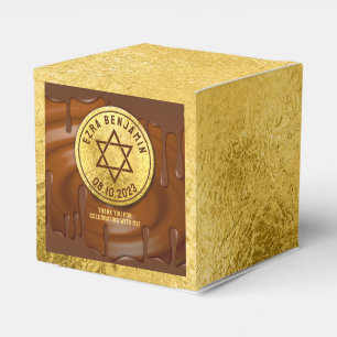 Brown Gold Chocolate Bar Mitzvah or Bat Mitzvah Favour Box