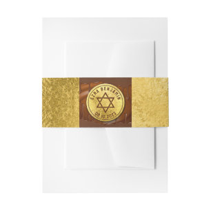 Brown Gold Chocolate Bar Mitzvah or Bat Mitzvah Invitation Belly Band