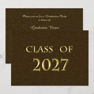 Brown & Gold Class of 2027 Graduation Party Invite