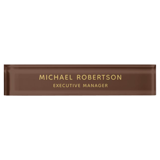 Brown Gold Colours Professional Trendy Modern Plai Nameplate (Front)