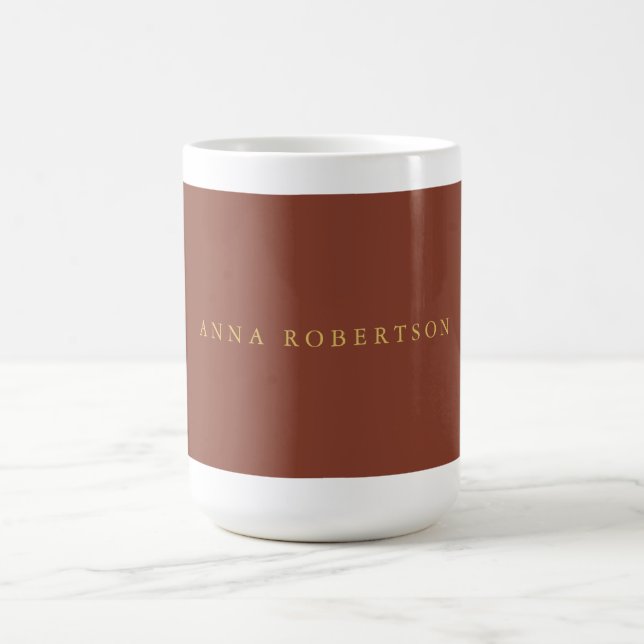 Brown Gold Colours Professional Trendy Your Name Coffee Mug (Center)