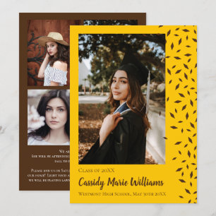 Brown Gold Confetti Graduation Announcement