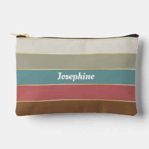 brown gold Custom Summer Colour Block Stripes Accessory Pouch