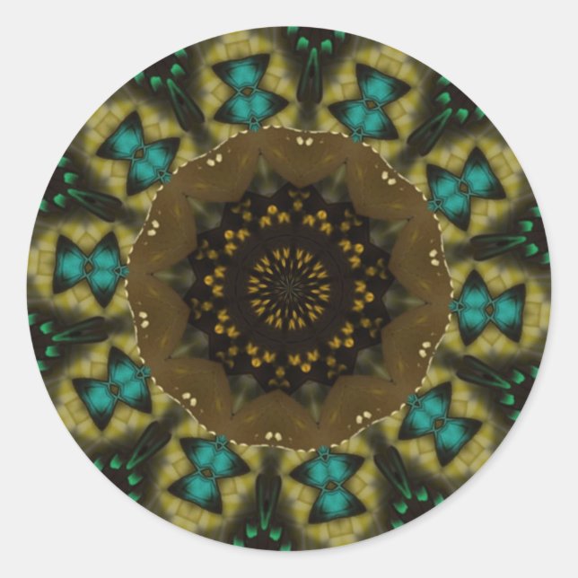Brown & Gold Flower Classic Round Sticker (Front)