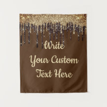Brown Gold Glitter Birthday Photo booth Backdrop