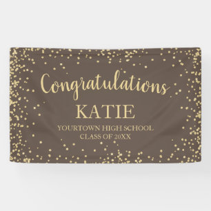 Brown Gold Glitter Graduation Congratulations Banner