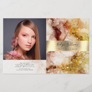 Brown gold glitter watercolor bifold brochure