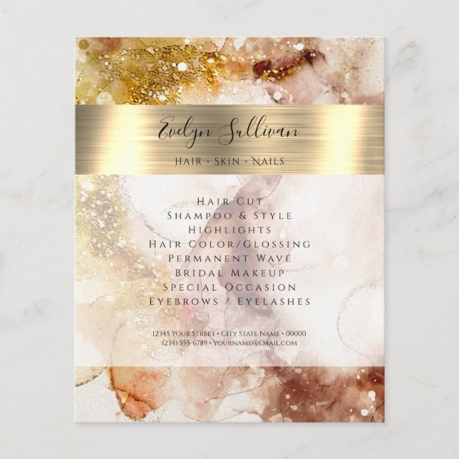 Brown gold glitter watercolor flyer (Front)