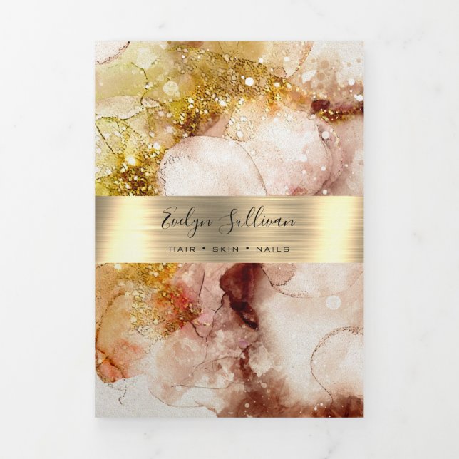 Brown gold glitter watercolor trifold brochure (Cover)