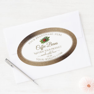 Brown Gold Glitter White Product Labels Ladybug