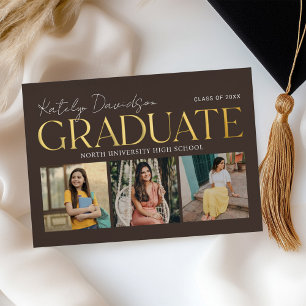 Brown Gold Graduate Photo Collage Grad Party