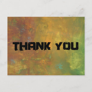 Brown Gold Green Earthy Abstract Design Thank You Postcard