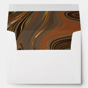 Brown Gold Grey Marble Swirl Wedding Envelope