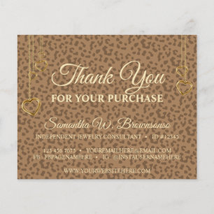 Brown Gold Leopard Textured Heart Thank You