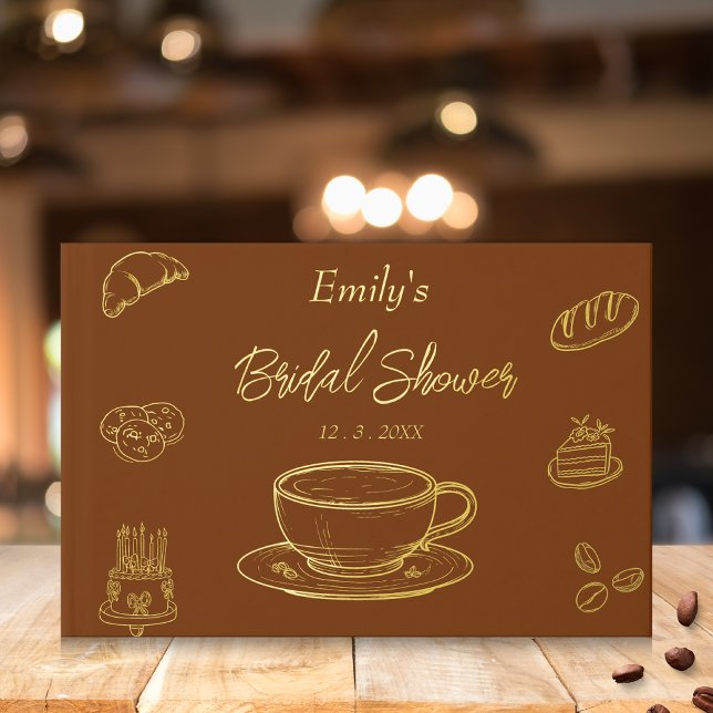 Brown Gold Love is Brewing Coffee Bridal Shower  Guest Book (Creator Uploaded)