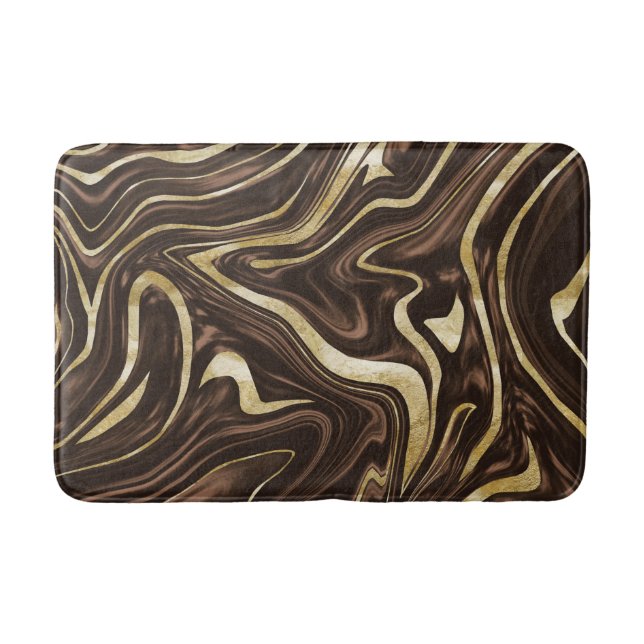 Brown Gold Marble #1 Bath Mat (Front)