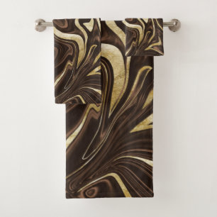 Brown Gold Marble #1 Bath Towel Set