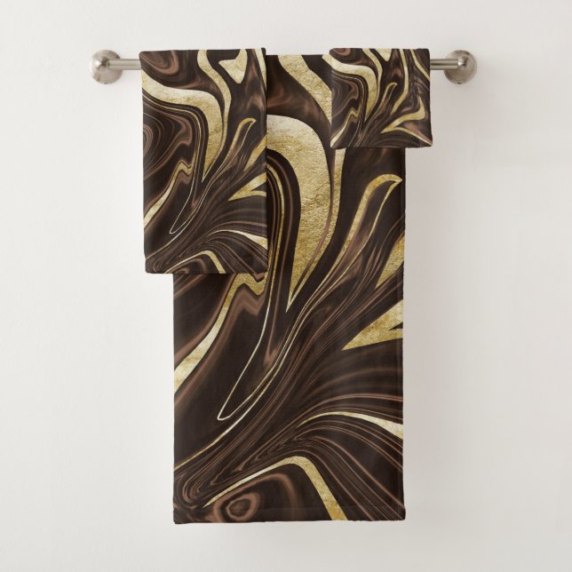 Brown Gold Marble #1 Bath Towel Set (Insitu)