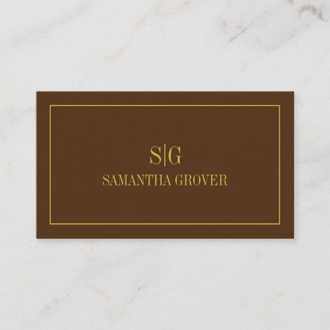 Brown Gold | Minimalist Modern Professional  Business Card (Front)