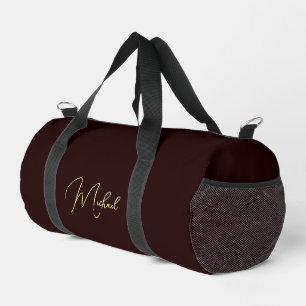 Brown Gold Monogram Gym Sports Travel Carry On Duffle Bag