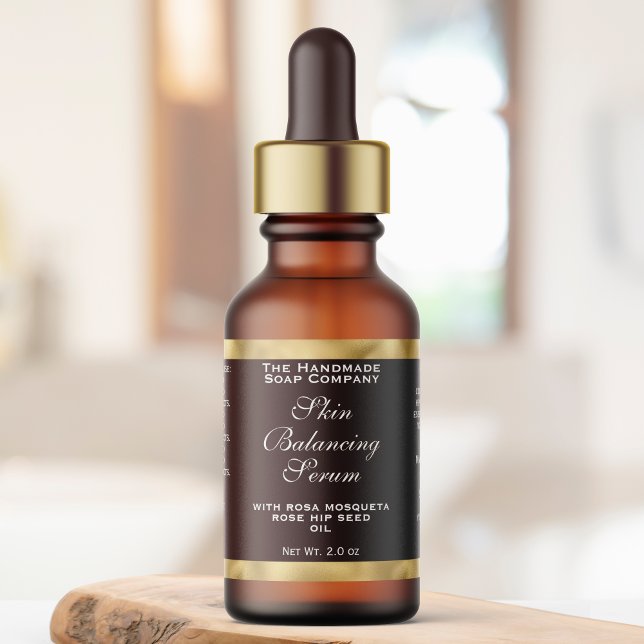 Brown & Gold Small Cosmetics Dropper Bottle Label  (Creator Uploaded)