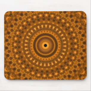 Brown & gold spirles fractal design mouse mat