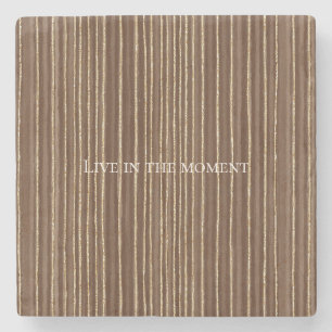 Brown Gold Stripes Christmas Stone Coaster
