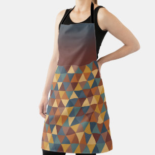 BROWN GOLD TEAL BLUE FALL GEOMETRIC PATTERN APRON